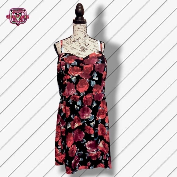 VINTAGE Torrid Y2K Romantic Shirred Rose Floral Party Sundress, Size 22 - Picture 6 of 10